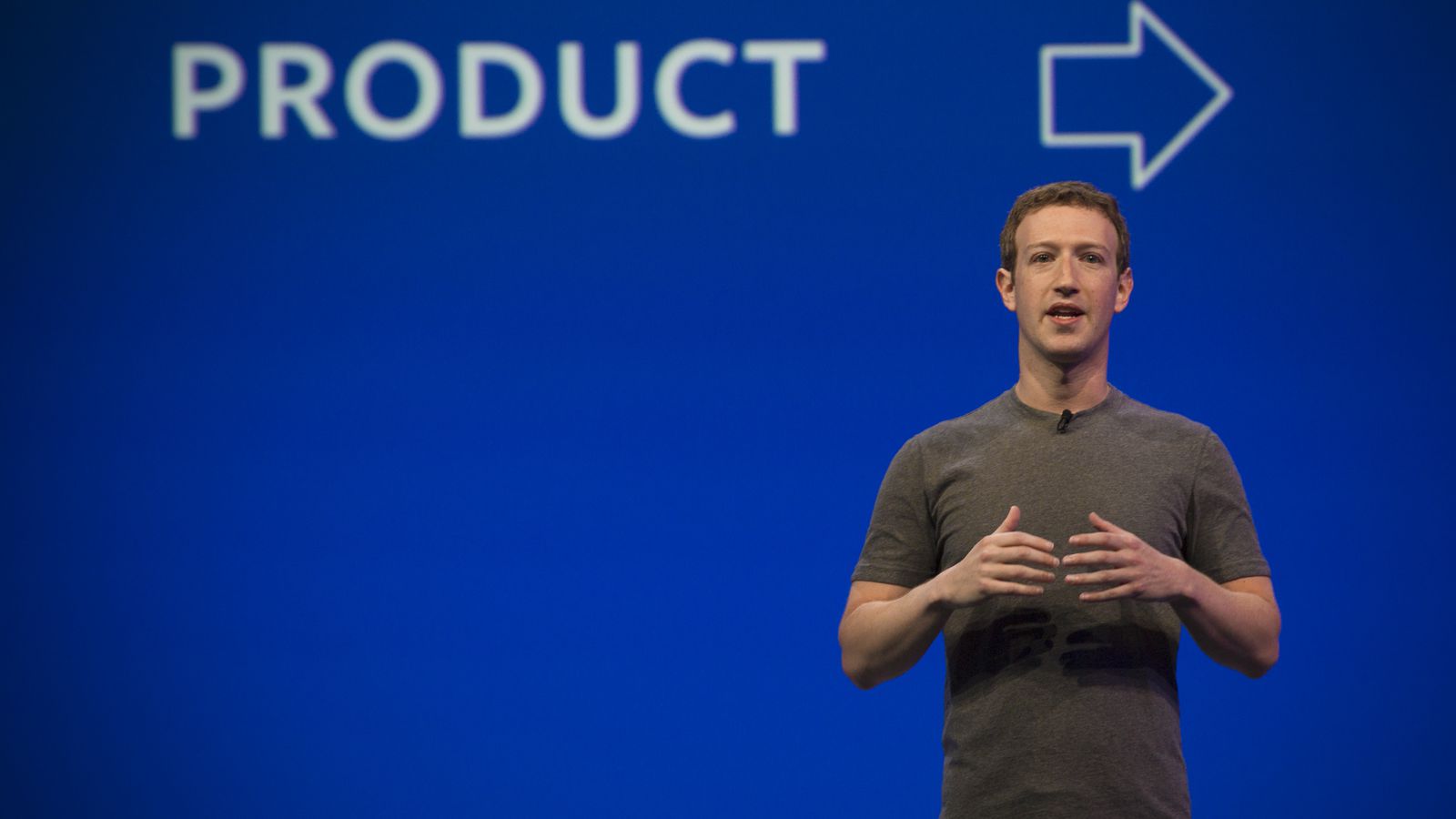 Mark Zuckerberg talking about Facebook Messenger marketing products on Facebook’s recent F8 conference.