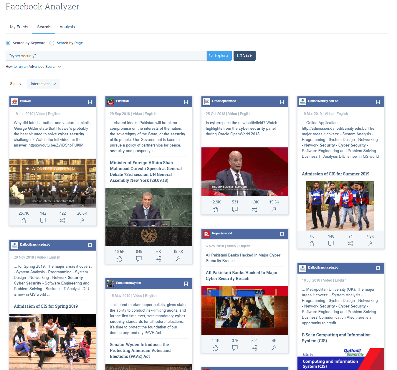 Facebook Analyzer report showing some of the best-performing Facebook posts in the industry